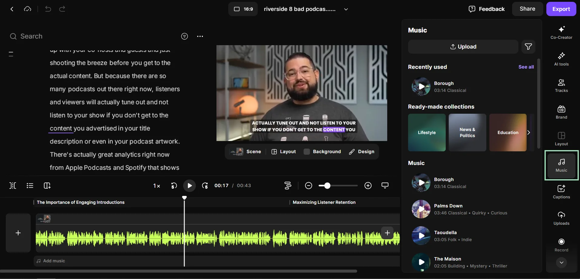 Riverside music options