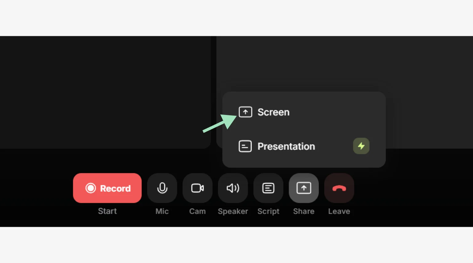 share your screen on Riverside