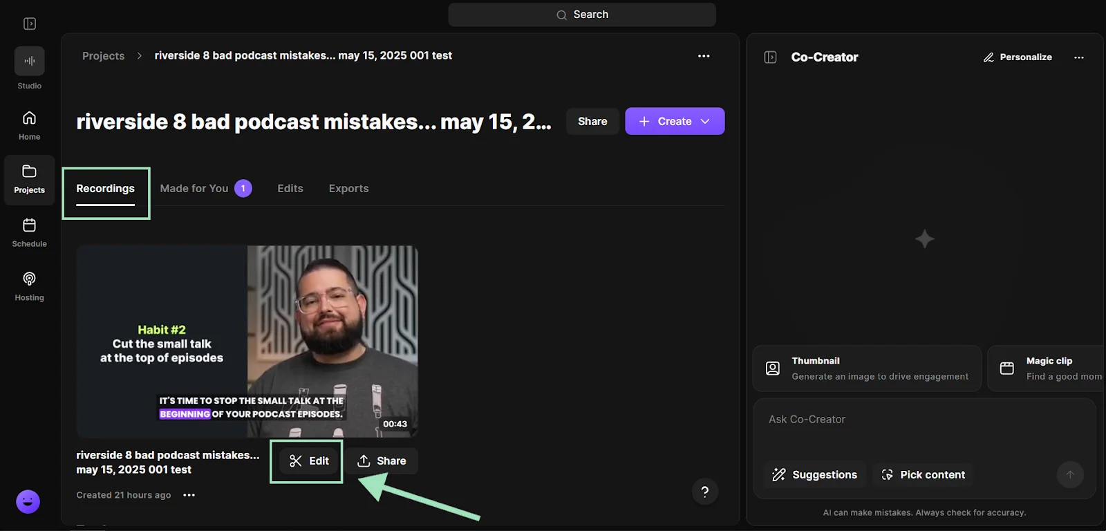 Accessing Riverside editor