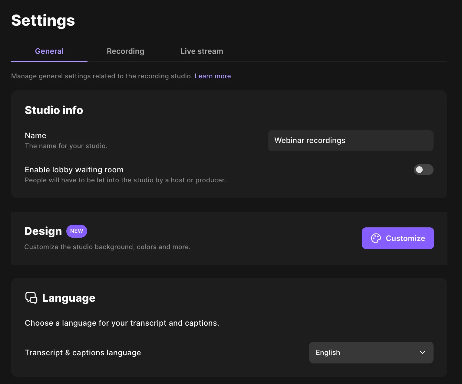 Riverside general settings