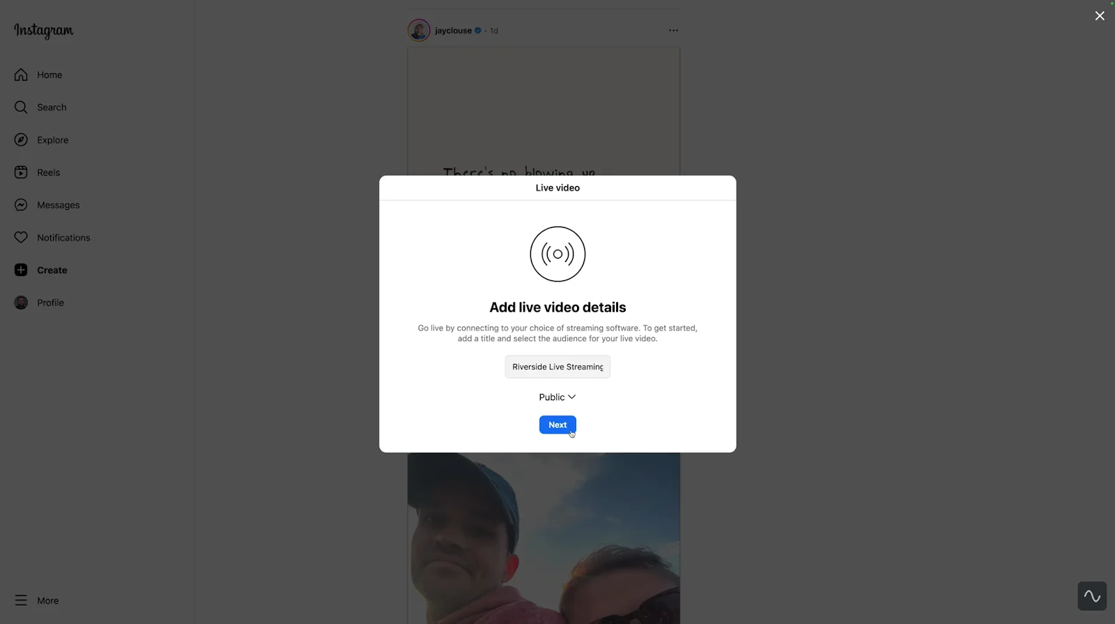 Finding a stream key on Instagram