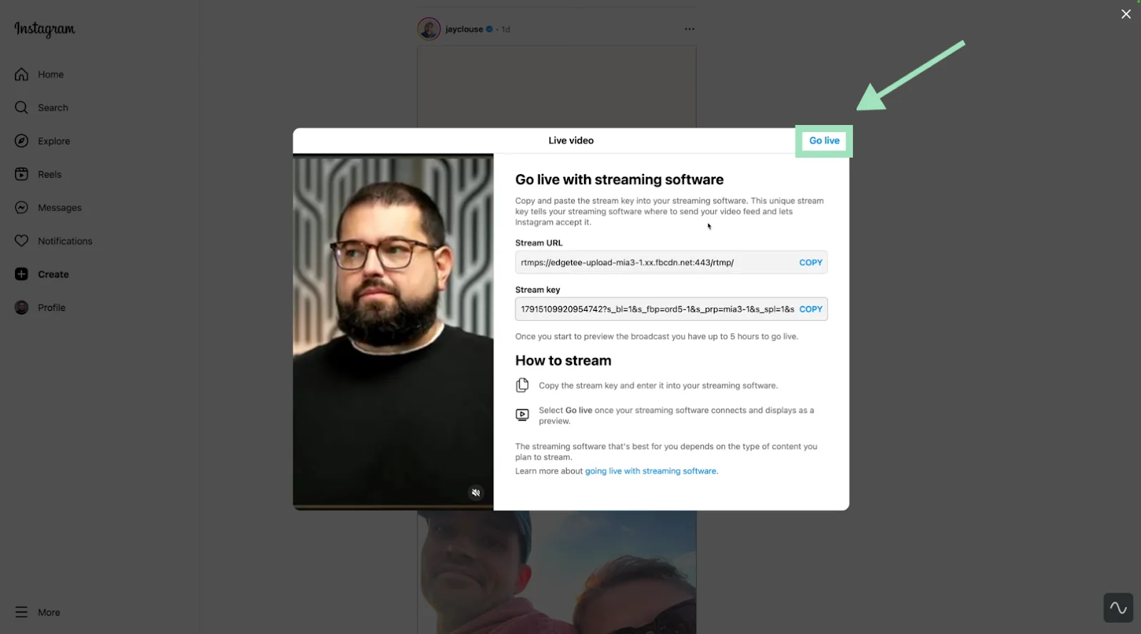 Going live with Riverside on Instagram