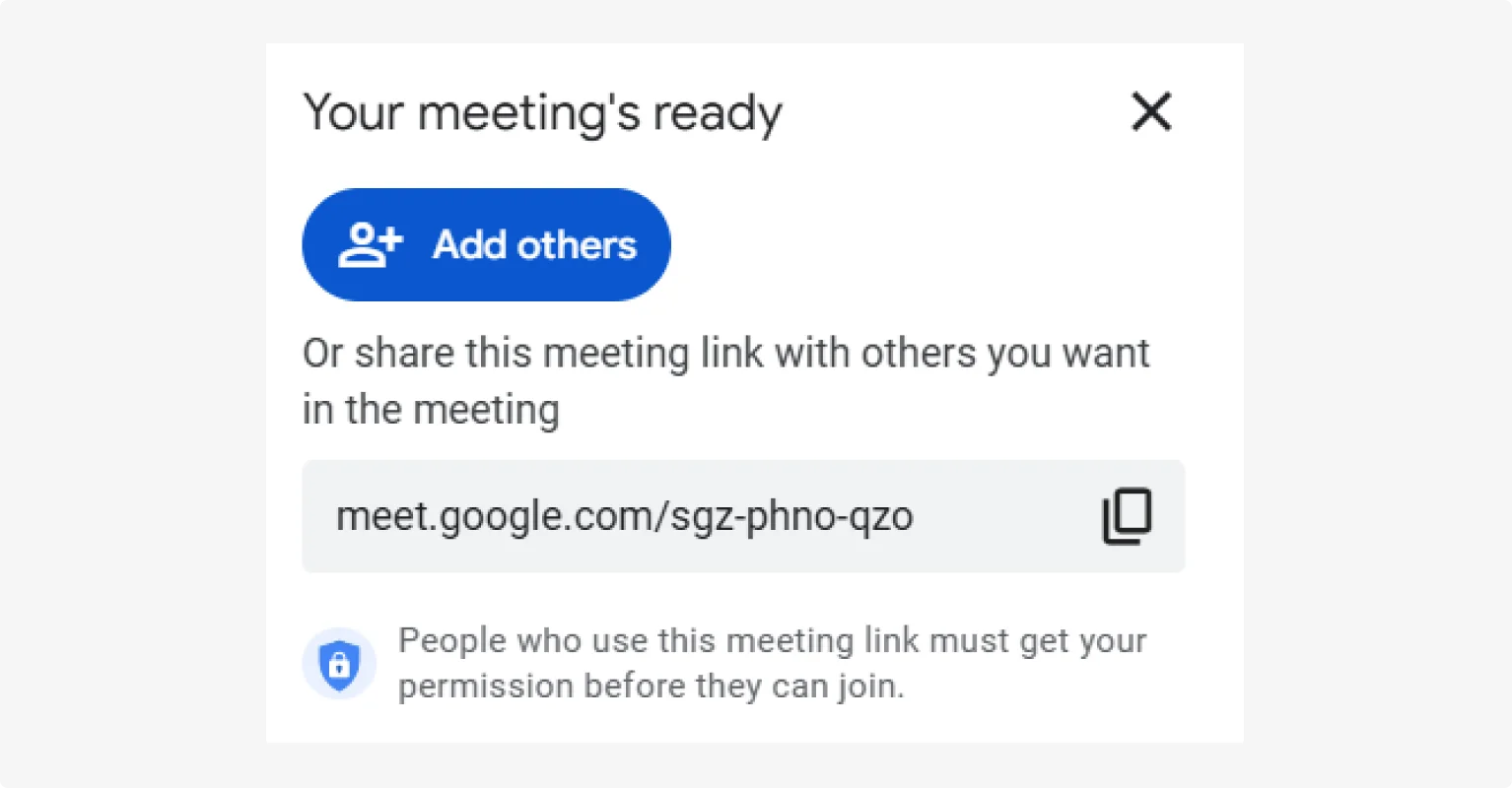 Google Meet share invite