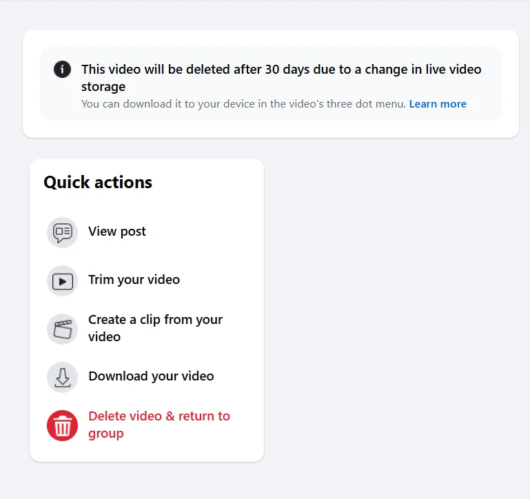 Facebook Live eding a live video