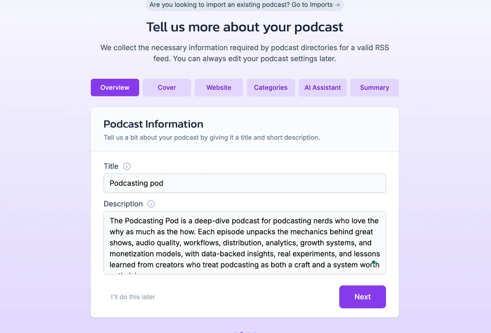 Castos podcast information