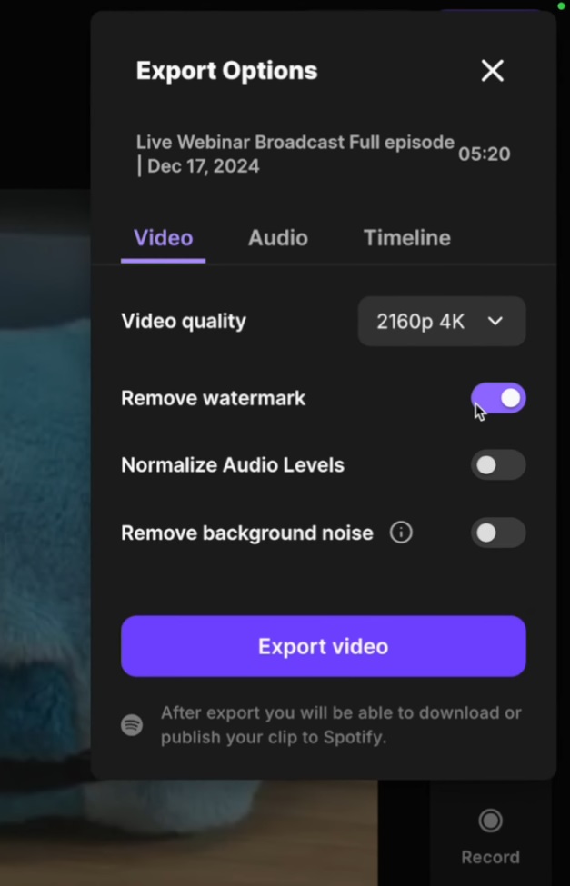 Riverside exporting options