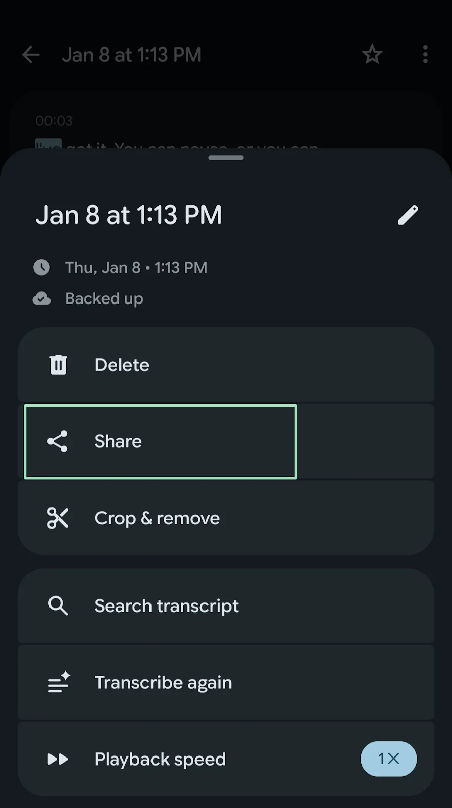 Google Speech share icon