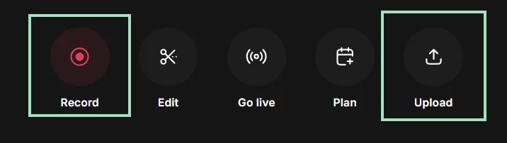 Recording or uploading on Riverside