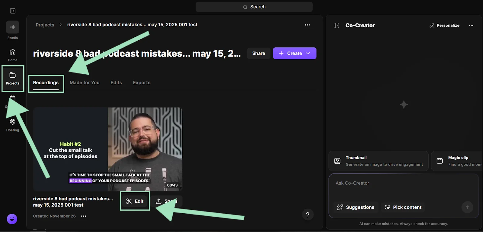 Opening the Riverside Editor