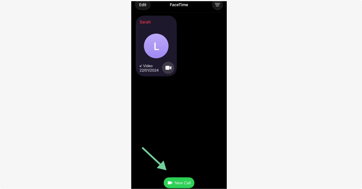 Facetime starting a new call