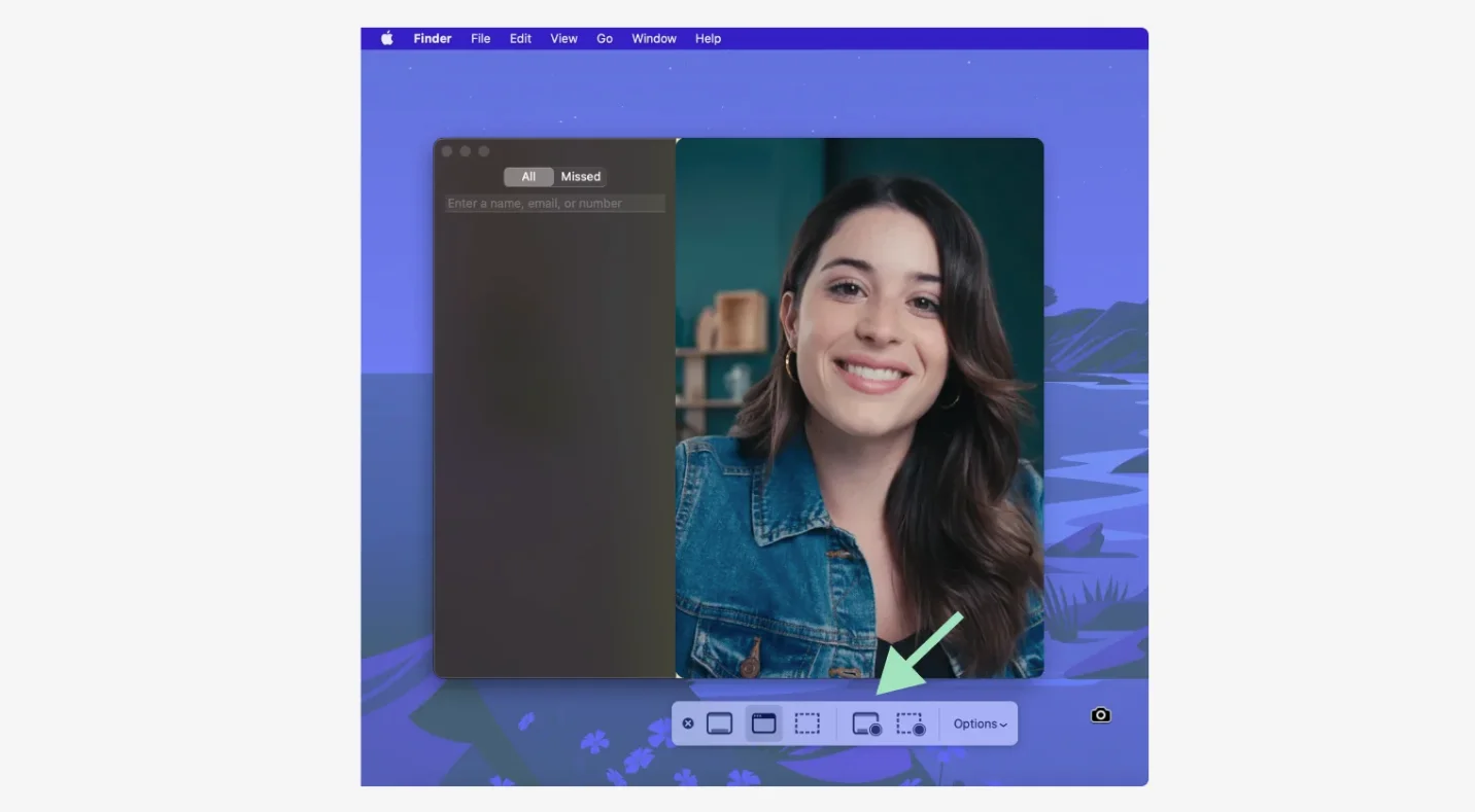 Facetime Mac OS screen recording size