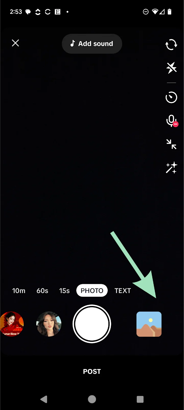 TikTok upload a video