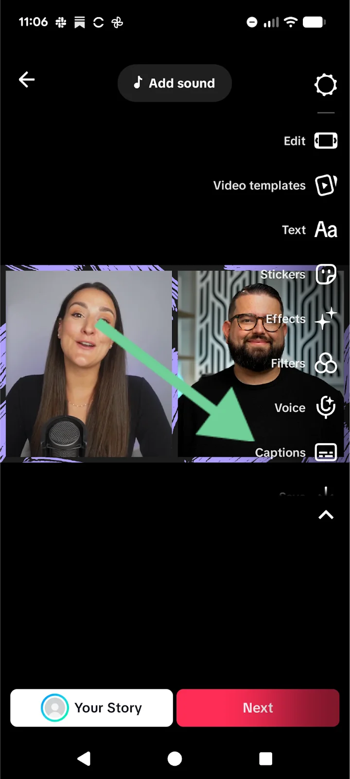 TikTok turning on captions