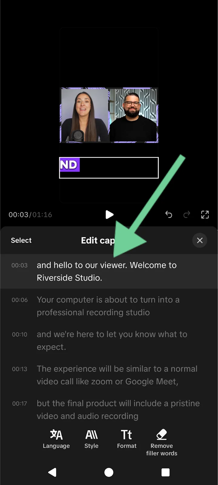 TikTok reviewing captions