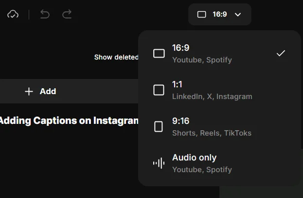 Riverside setting aspect ratio