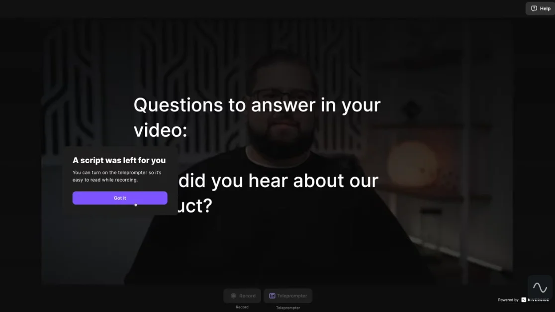Riverside async teleprompter