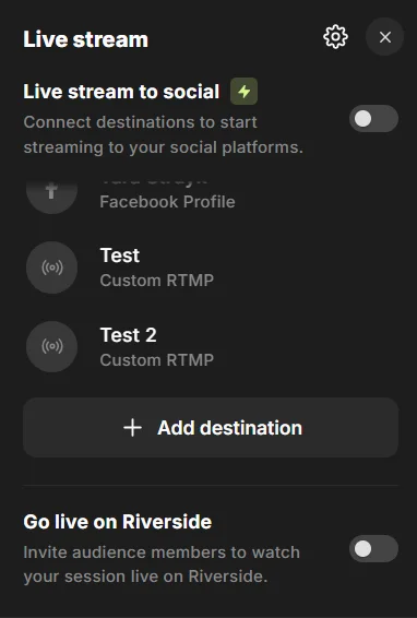 Riverside livestreaming destinations
