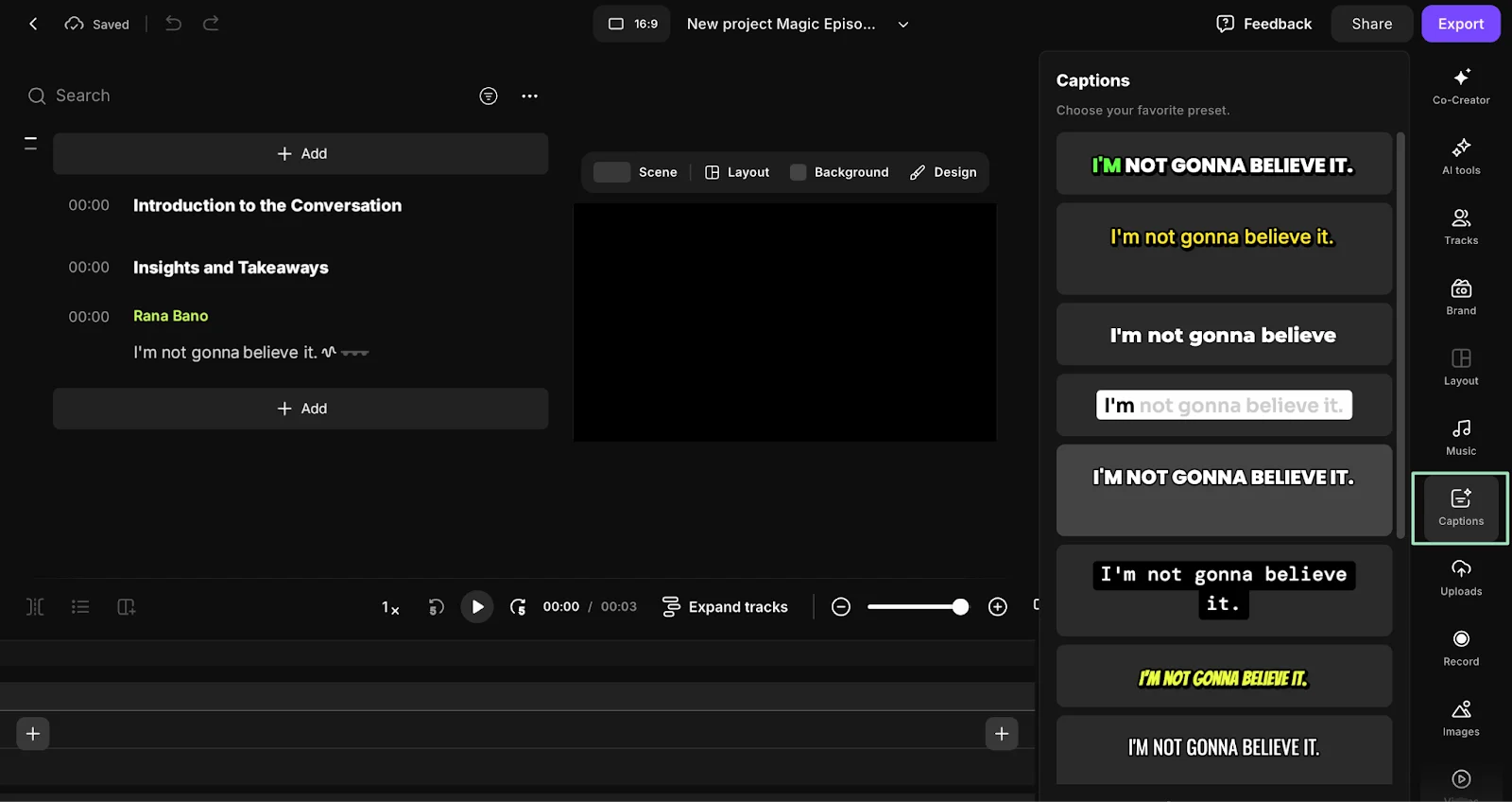 Riverside editor captions