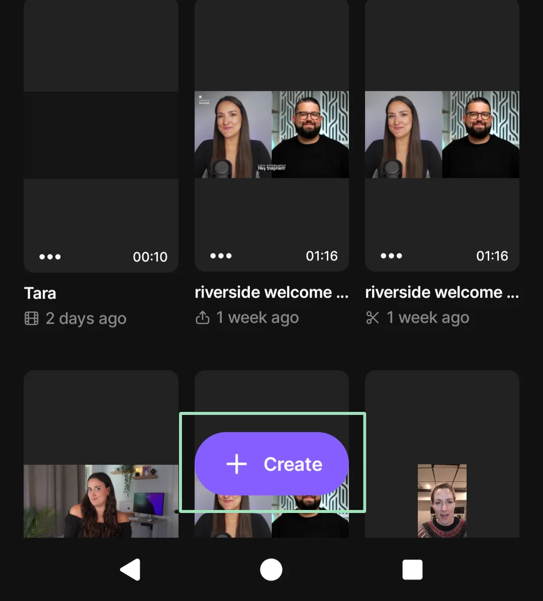 Riverside mobile app create a new recording