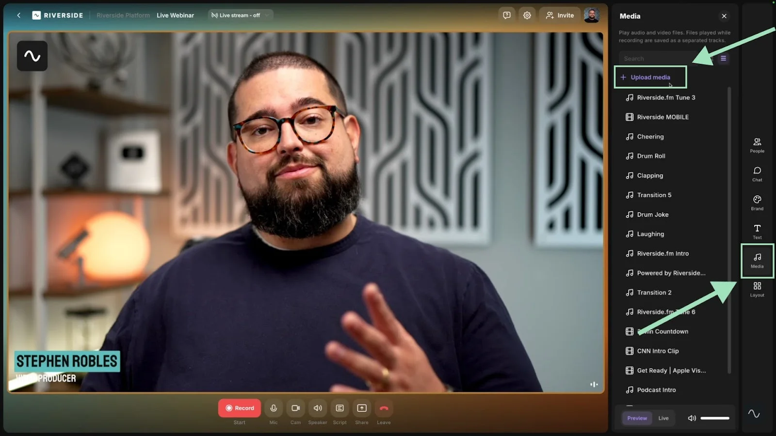 Riverside webinar media board
