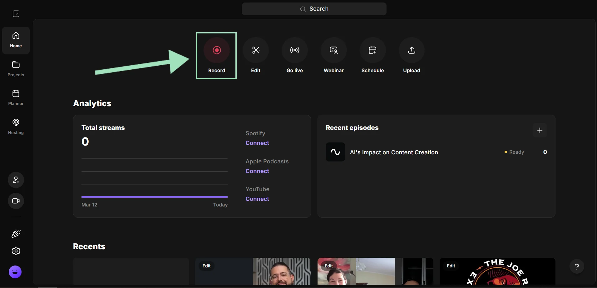 Recording on Riverside