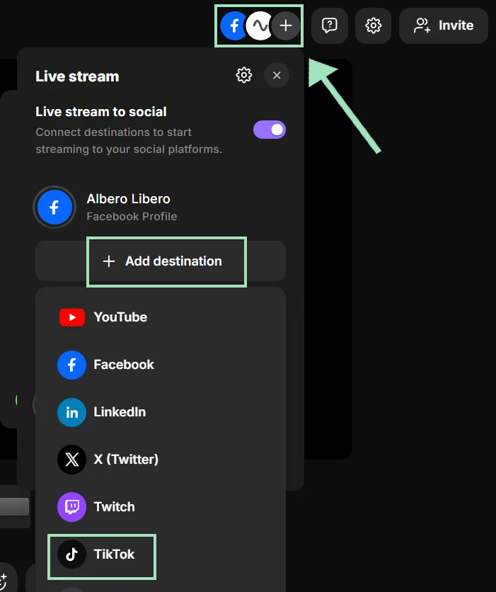 Riverside multistreaming adding streaming destinations