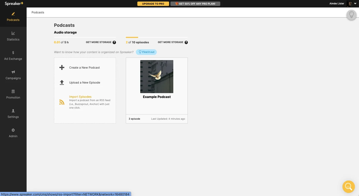 Importing your existing RSS on Spreaker