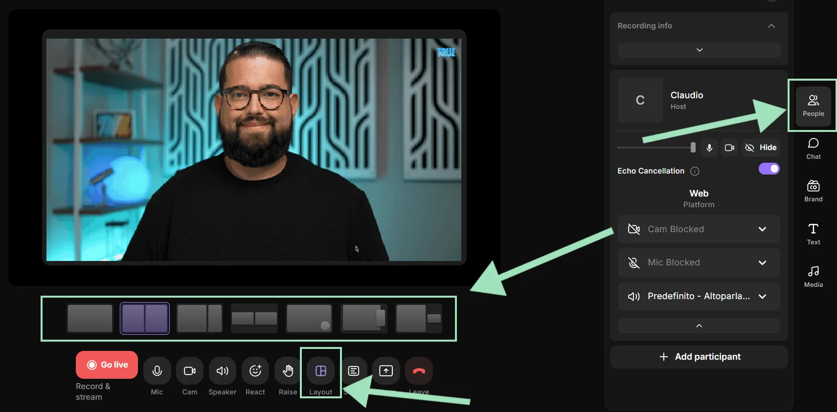 Riverside Webinar Layout ändern