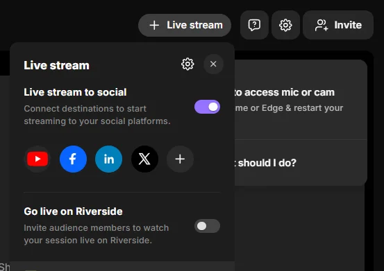 Riverside livestream