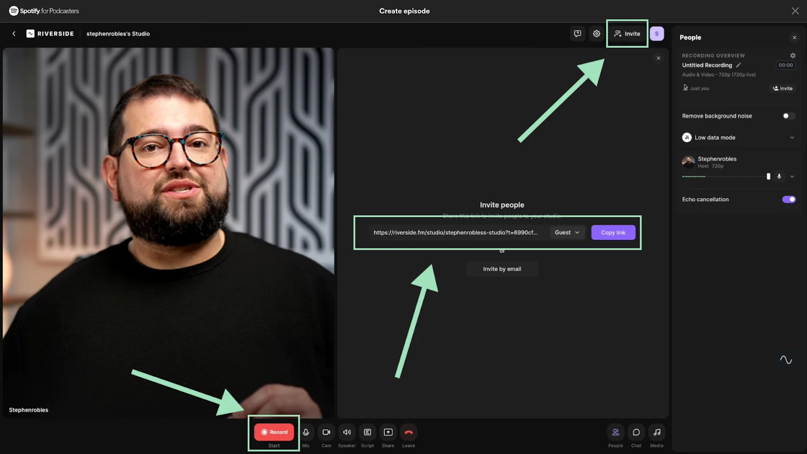 Spotify for Creators + Riverside invite guests