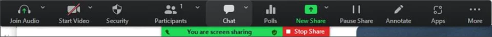 Navigationsleiste für Zoom-Webinare