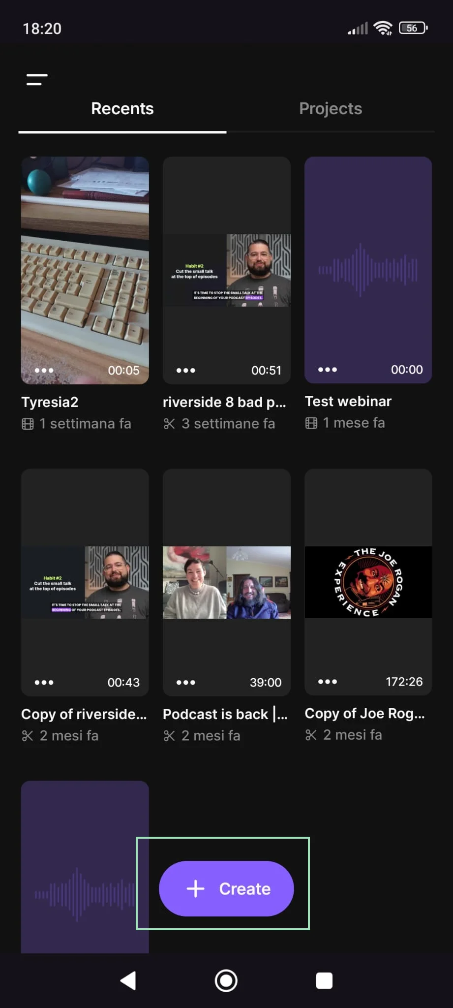 Recording on the riverside mobile app