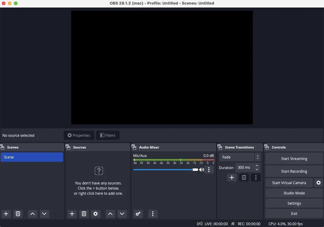 Setting up scenes in OBS