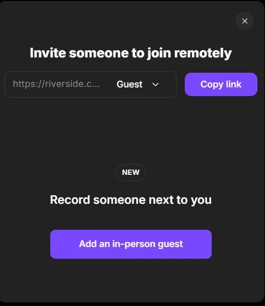Inviting guests on Riverside