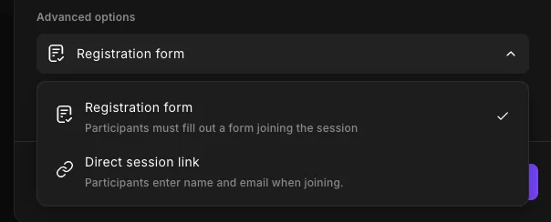 Enabling a registration form on Riversider