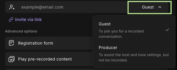 Inviting a guest to your webinar