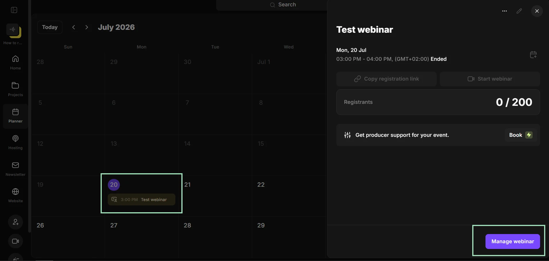 Managing your webinar information