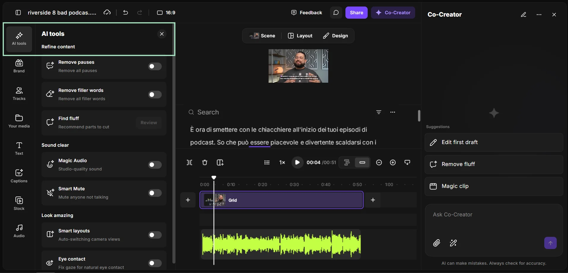 Riverside AI audio enhancement tools