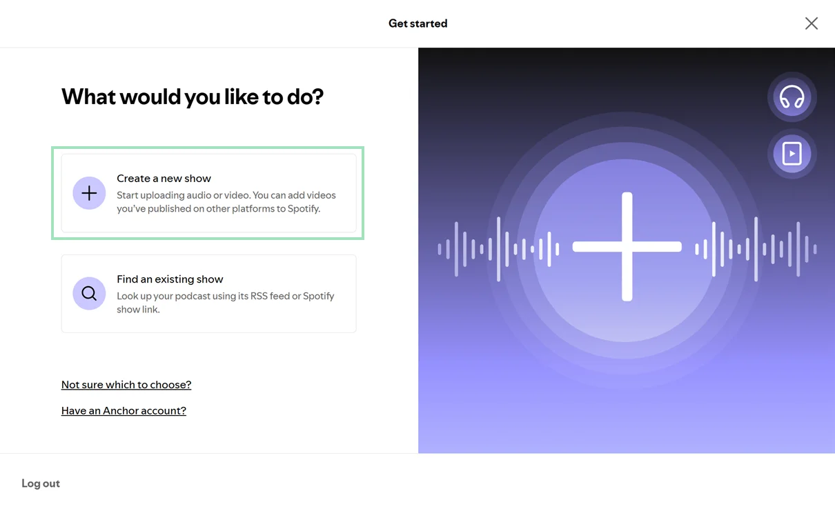 Creating a new show on Spotify for Creators