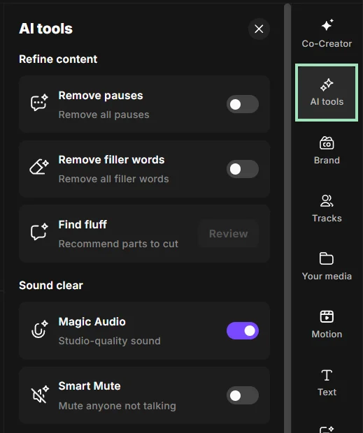 Riverside AI editing tools