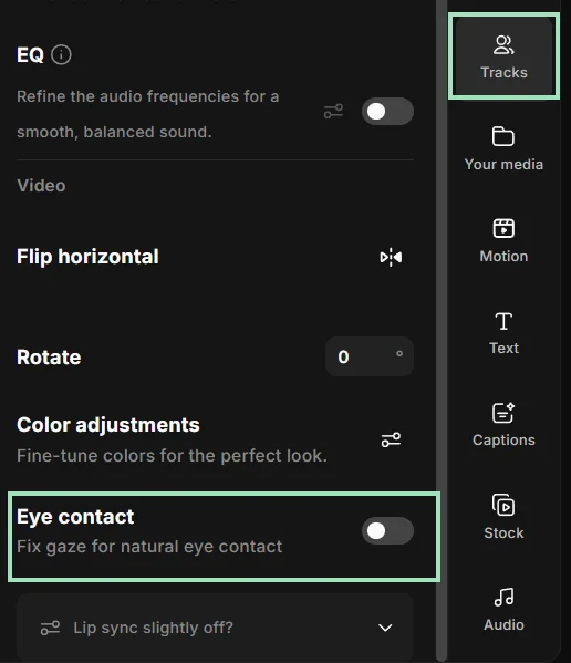 Fixing eye gaze on Riverside