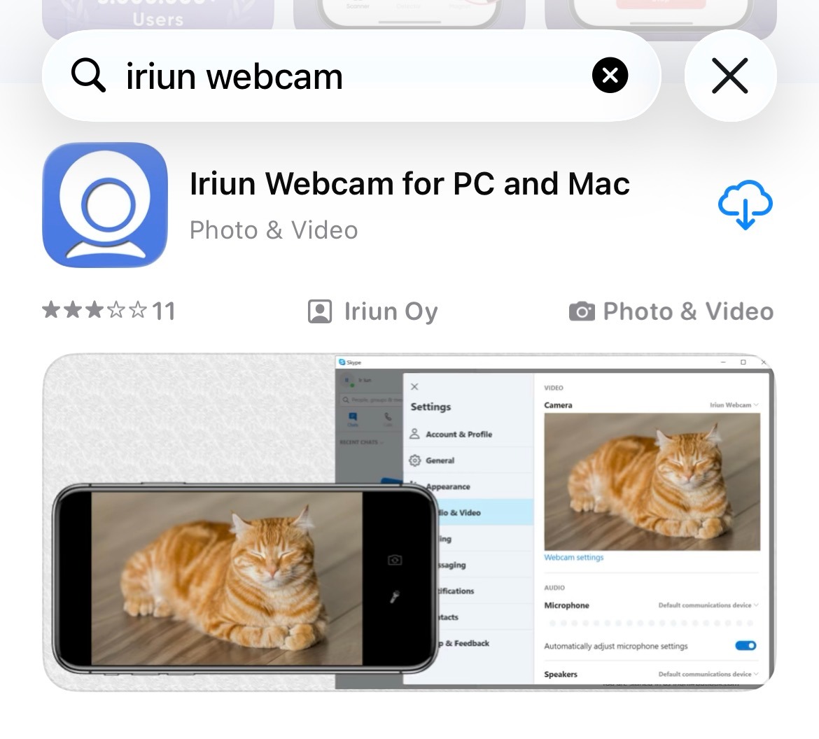 Iriun iPhone app