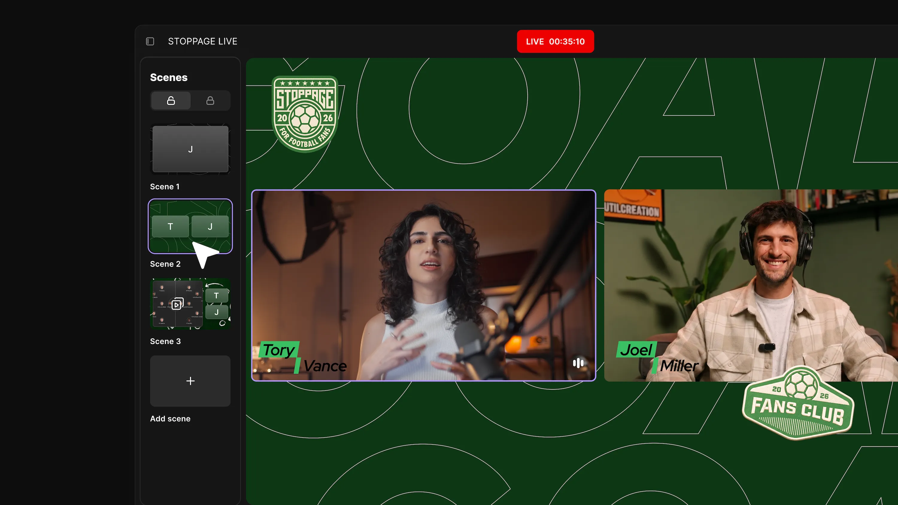 Build and switch studio scenes with one click