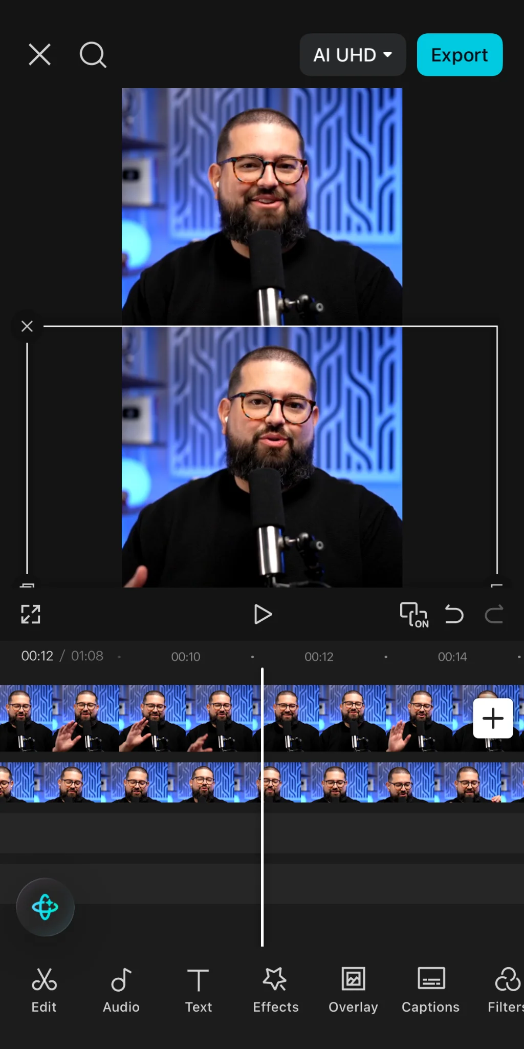 Making a split-screen video in CapCut