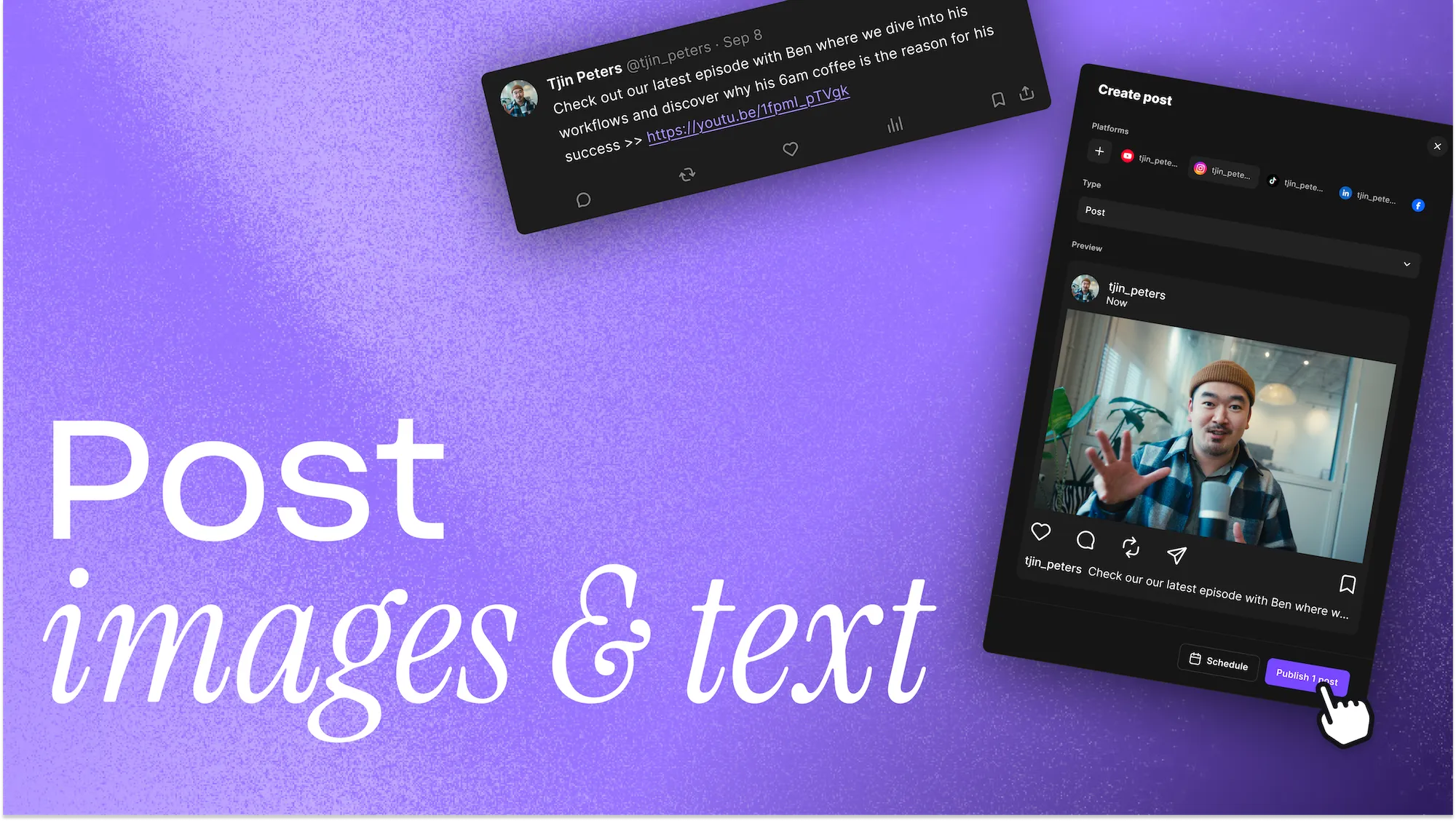 Post images and text to social