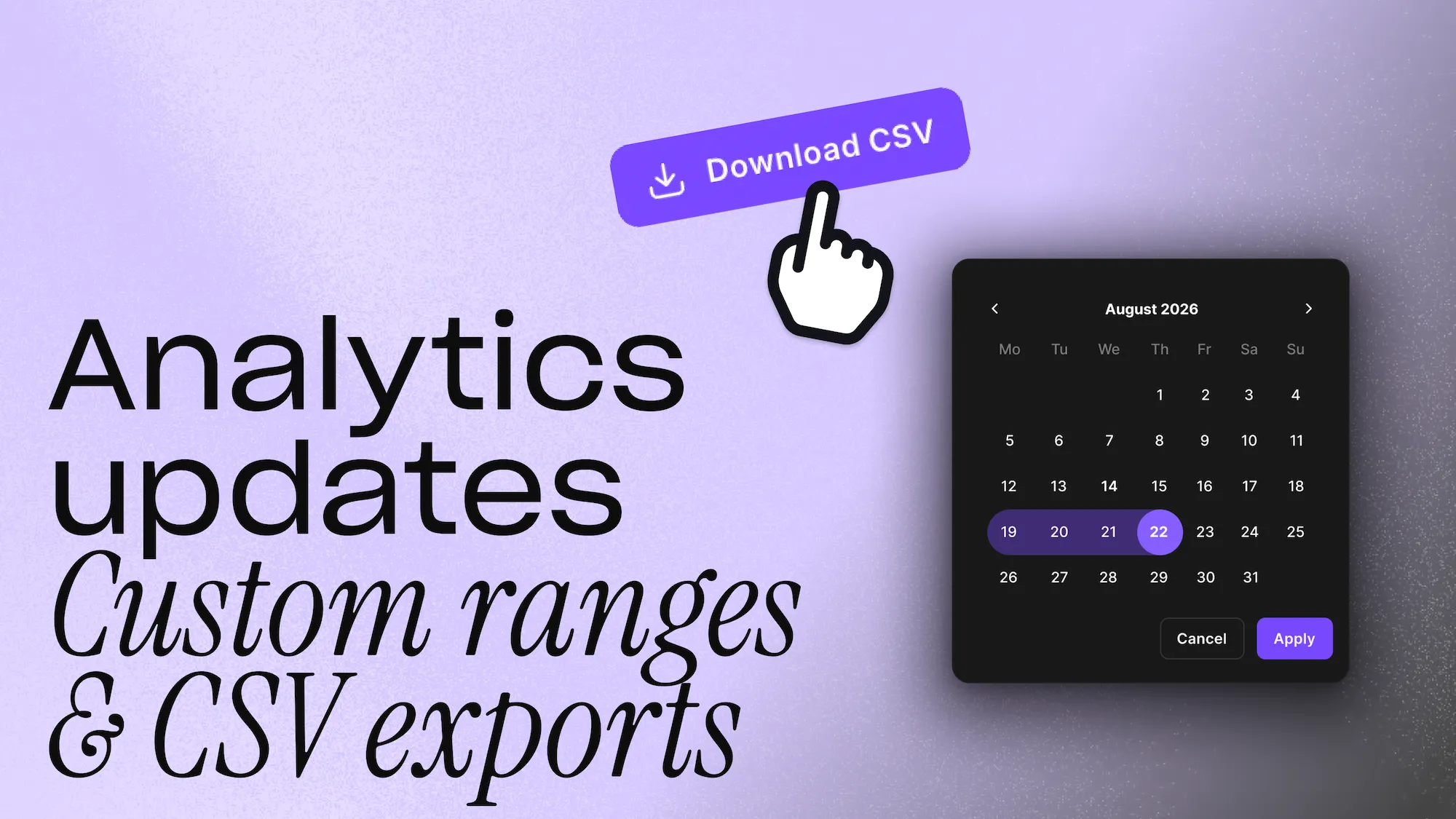 Filter analytics by date and export to CSV