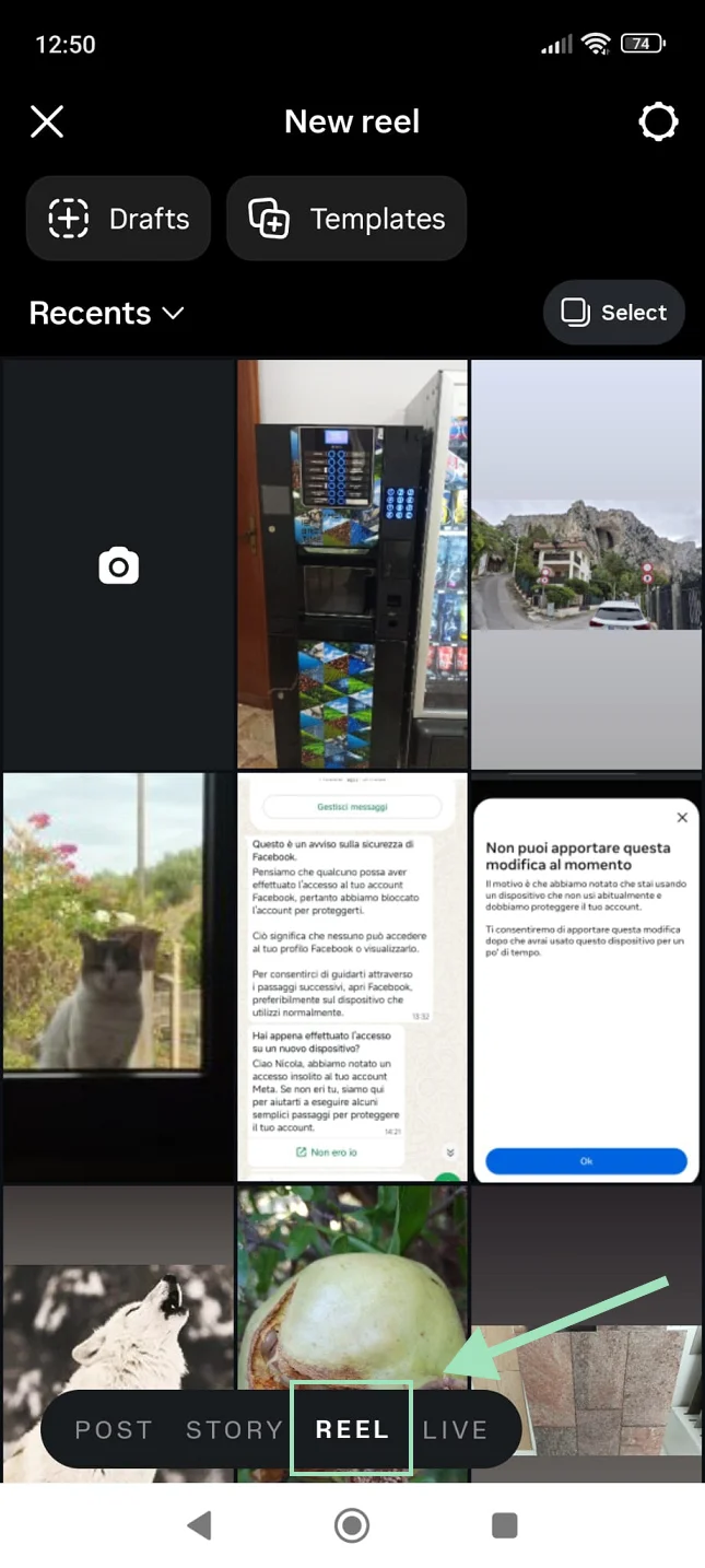 Captioning a new video in Instagram