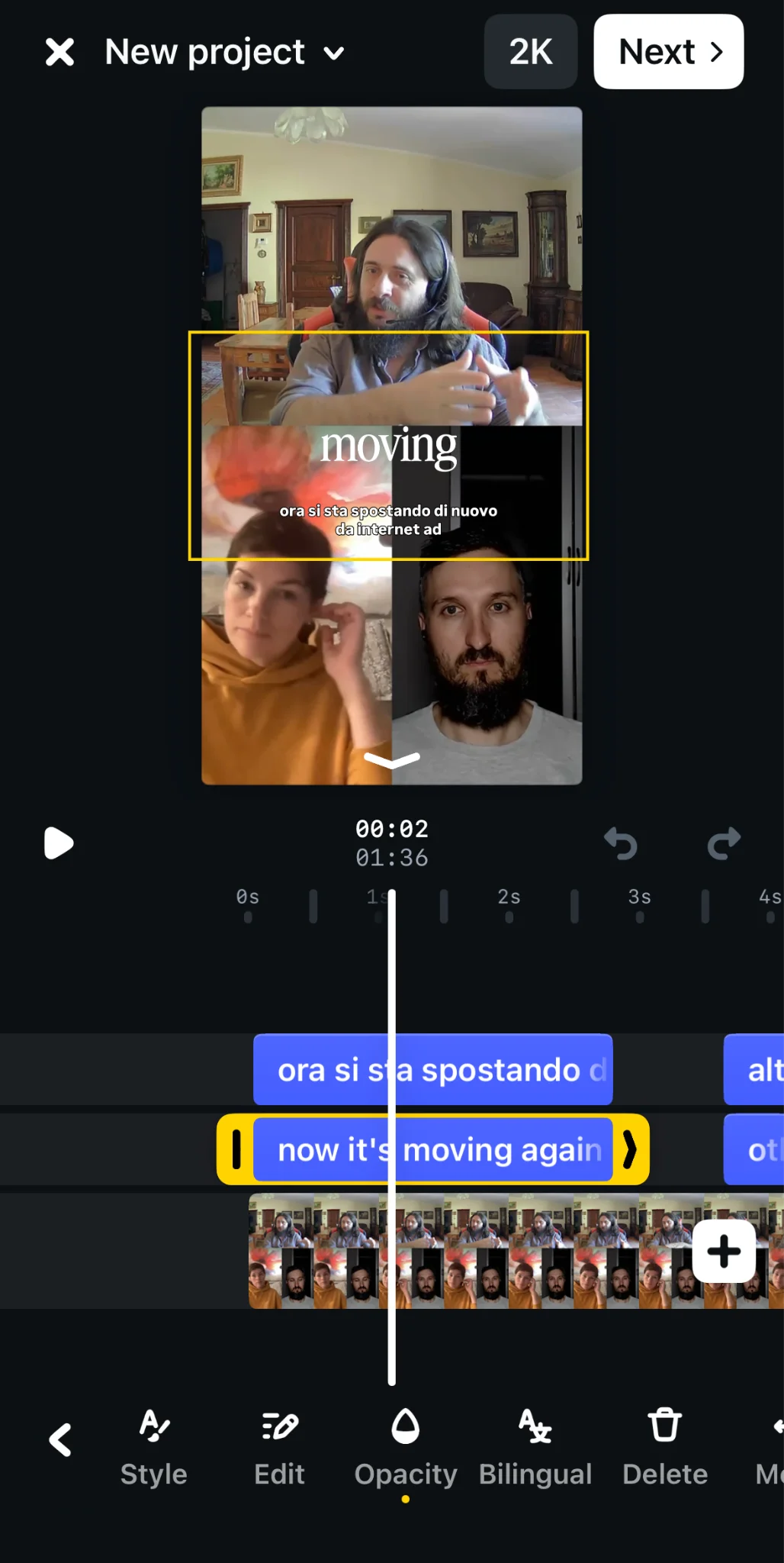 Styling subtitles on Instagram