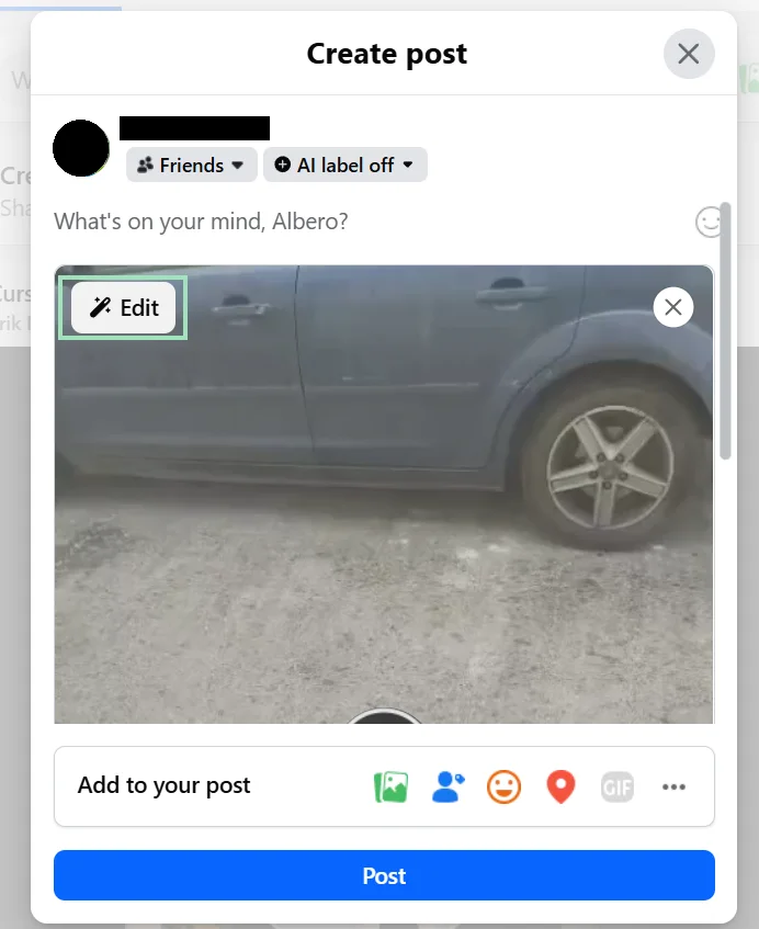 Captioning a post on Facebook