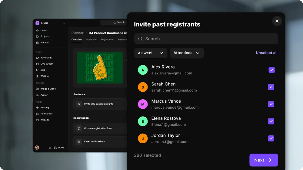 Import and re-invite webinar registrants